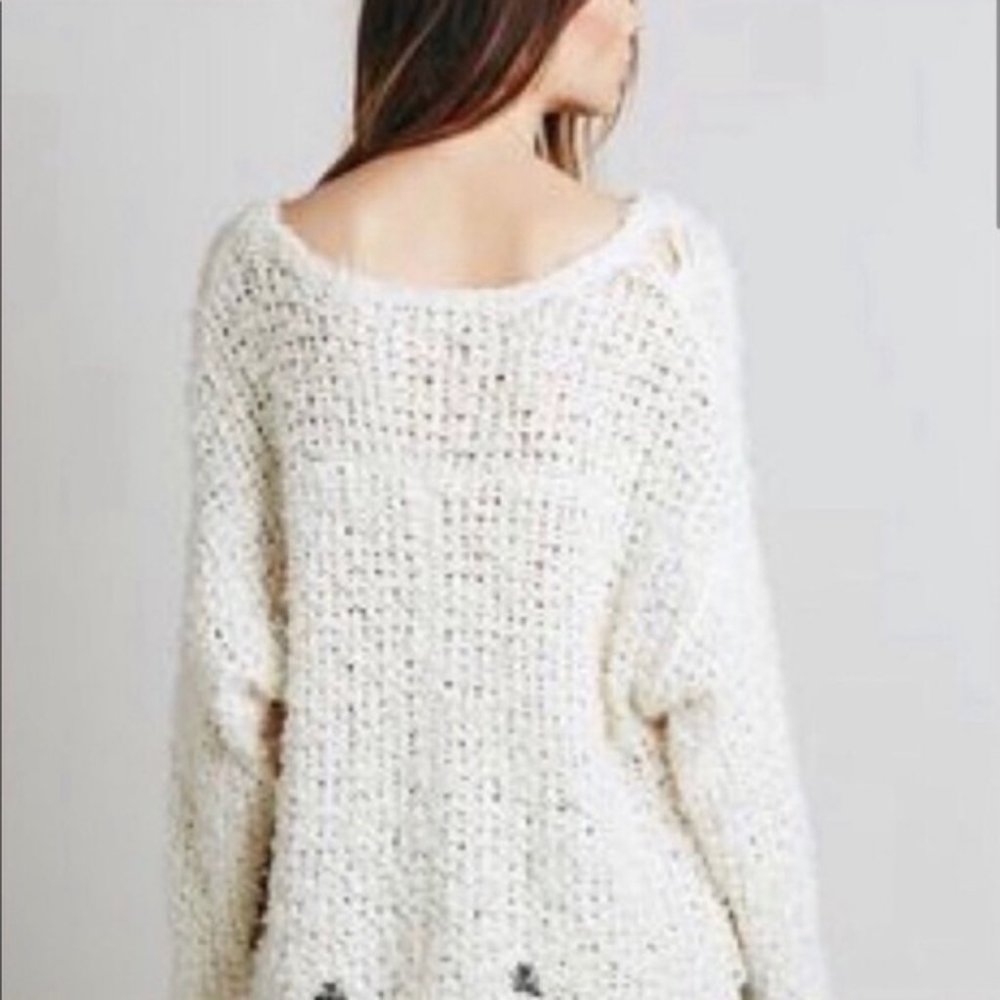 Free People Loose Knit Deconstructed Large Sweater NWT - Picture 2 of 7